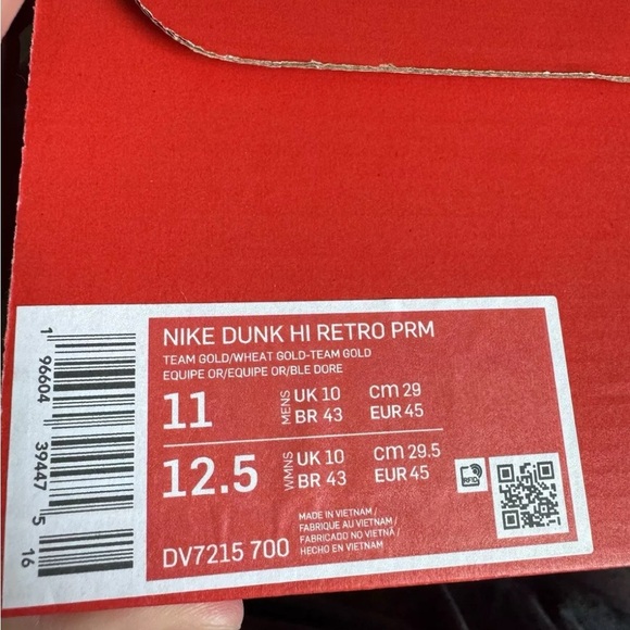 Nike Dunk Hi Retro PRM Shoes Wheat Team Gold White DV7215-700 Men's Sizes NEW 11 - Picture 5 of 5